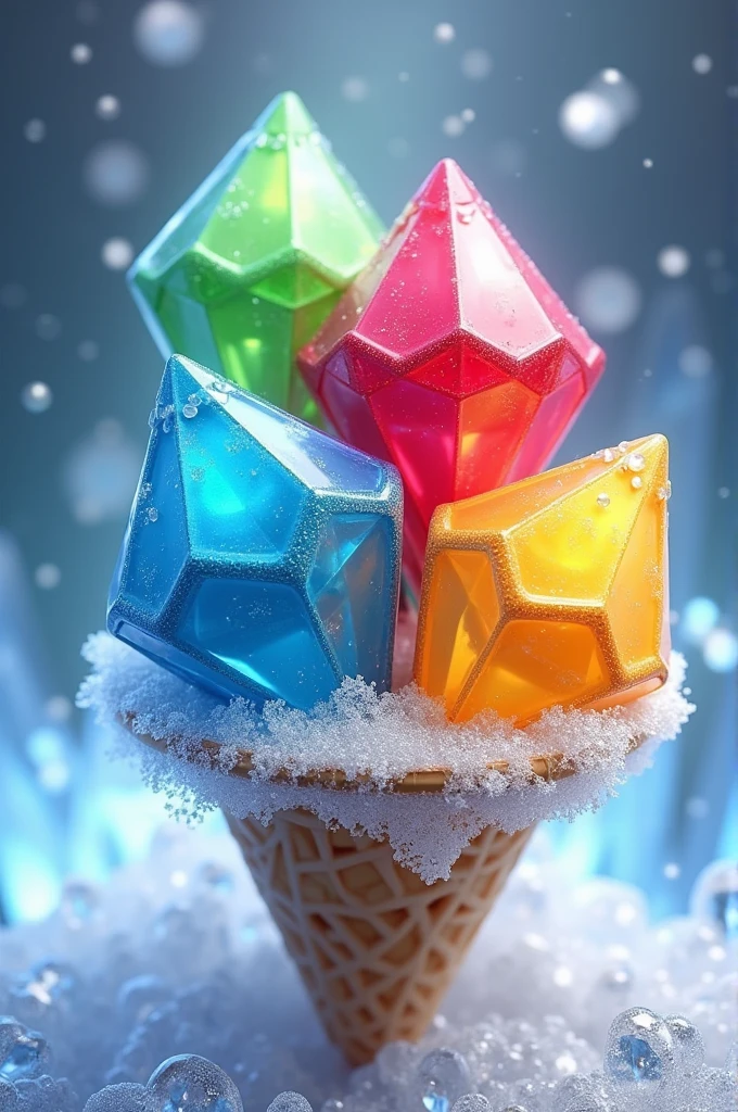 Red green blue and yellow diamond ice cream