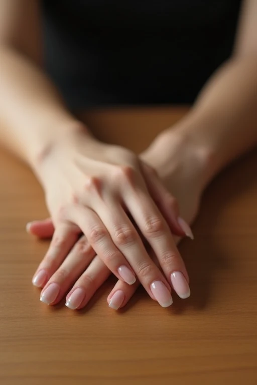 Beautiful hands、nail、Place your hands on the desk