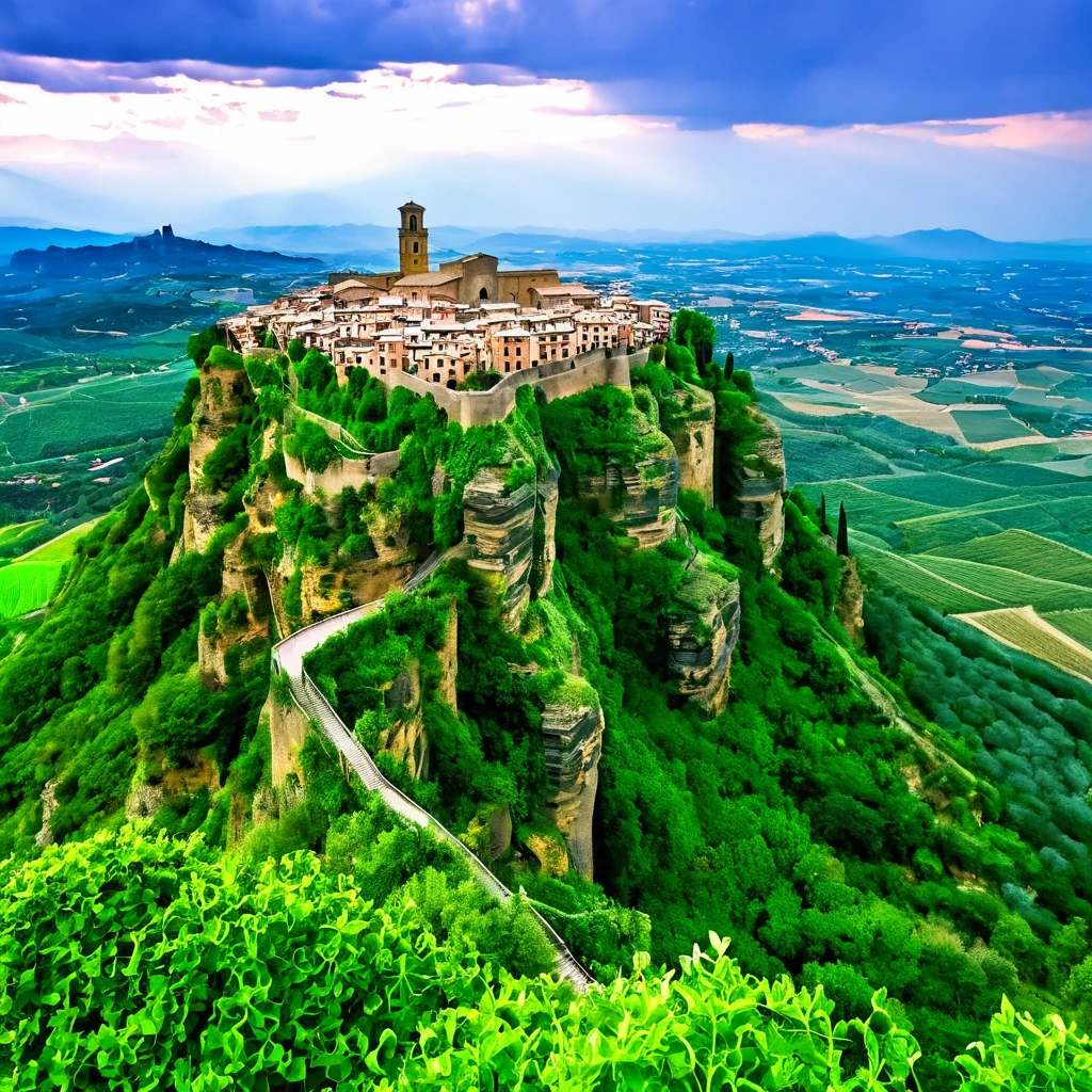 Civita di Bagnoregio, Italy wonderful scenery, mystery ((highest quality, 8K, masterpiece: 1.3))