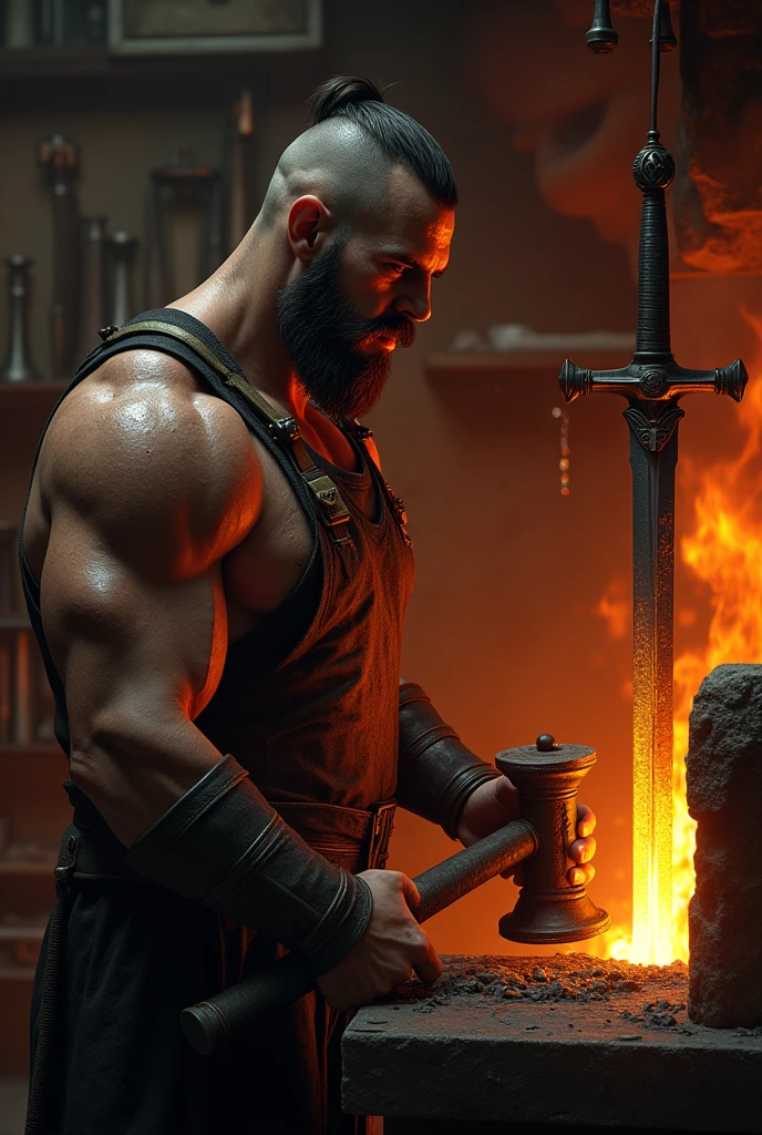 Blacksmith with sword realistic