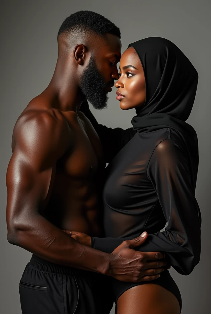 Black man touching sexy thick hijabi woman ass