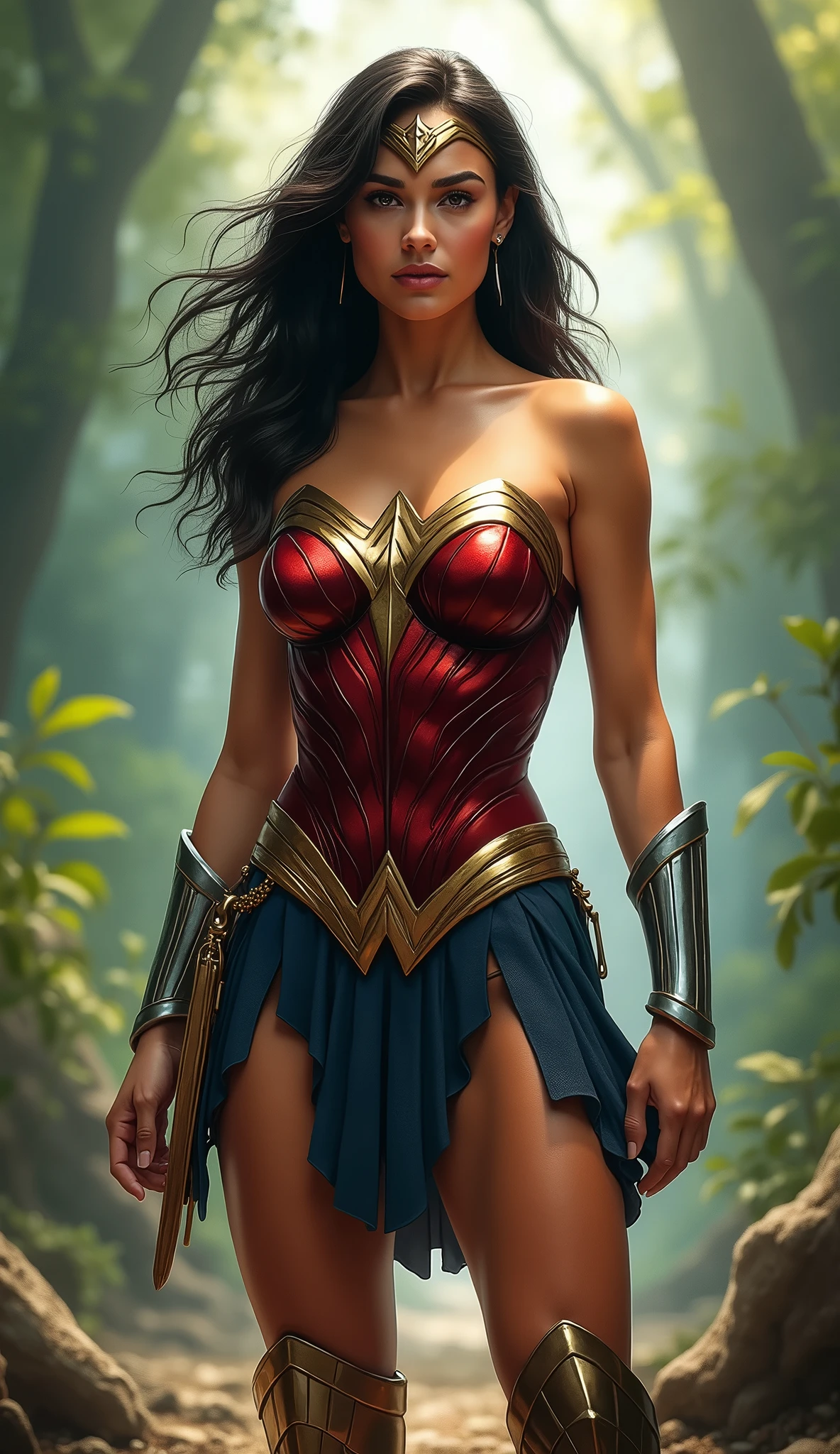 Very beautiful Wonder Woman, whole body, slim, Small breasts