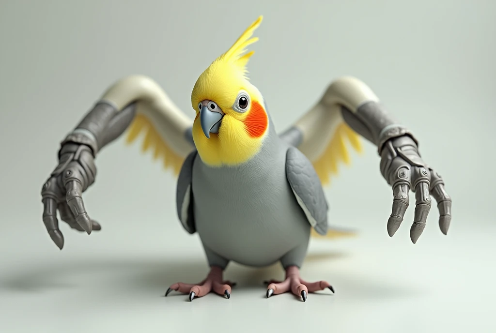 cockatiel with human arms