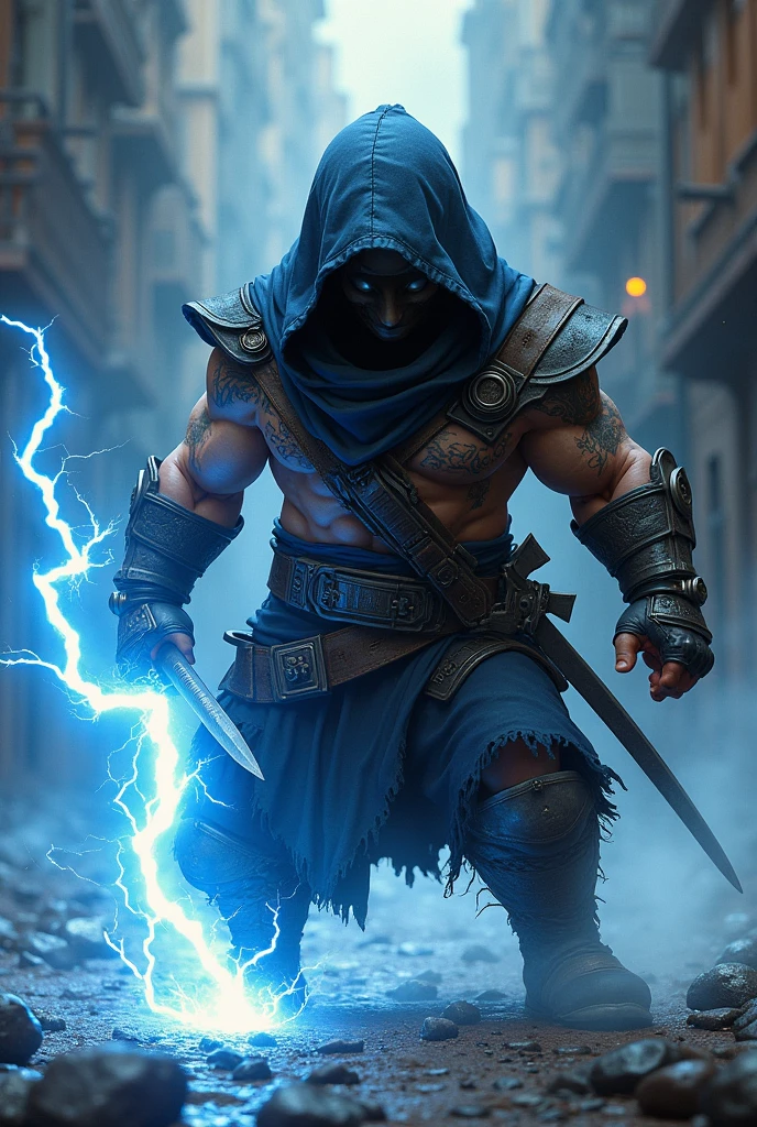 Create a dwarf ninja assassin who has lightning powers.