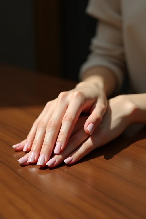Beautiful hands、nail、Place your hands on the desk