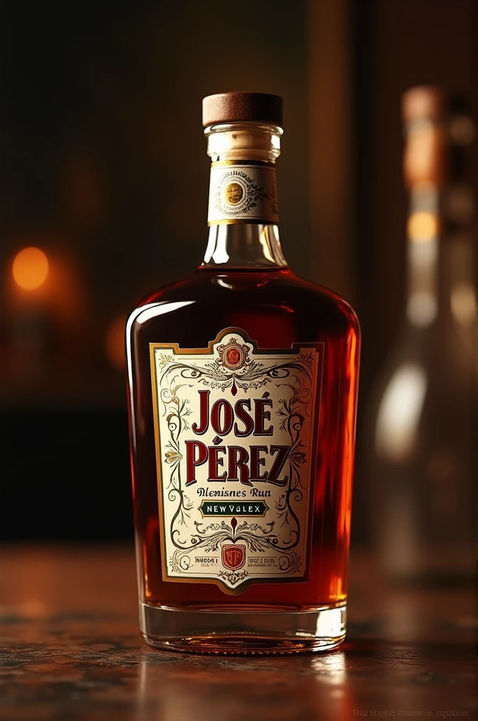 Bottle of rum with label that says José Pérez