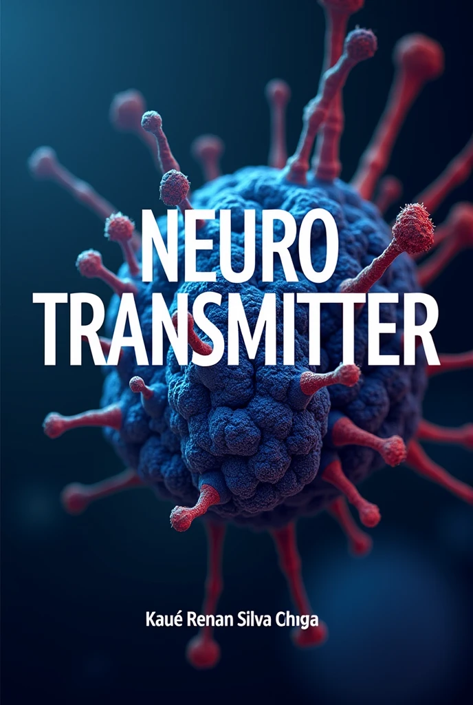 Cover of work on neurotransmitters with the name neurotransmitter on the front and the name Kauê Renan Silva Chaga. put my name. Only that, do not put anything else in the image. 