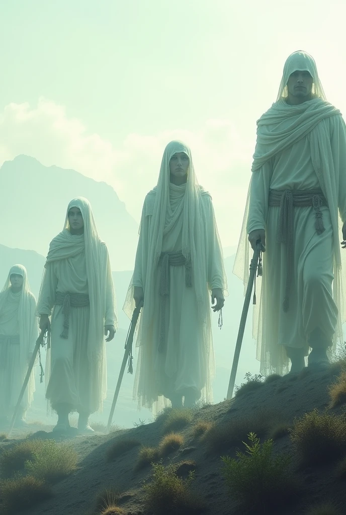 I want an image of the first settlers of PERU but with a transparent tone so I can write on the image but with a contrast of nomads
