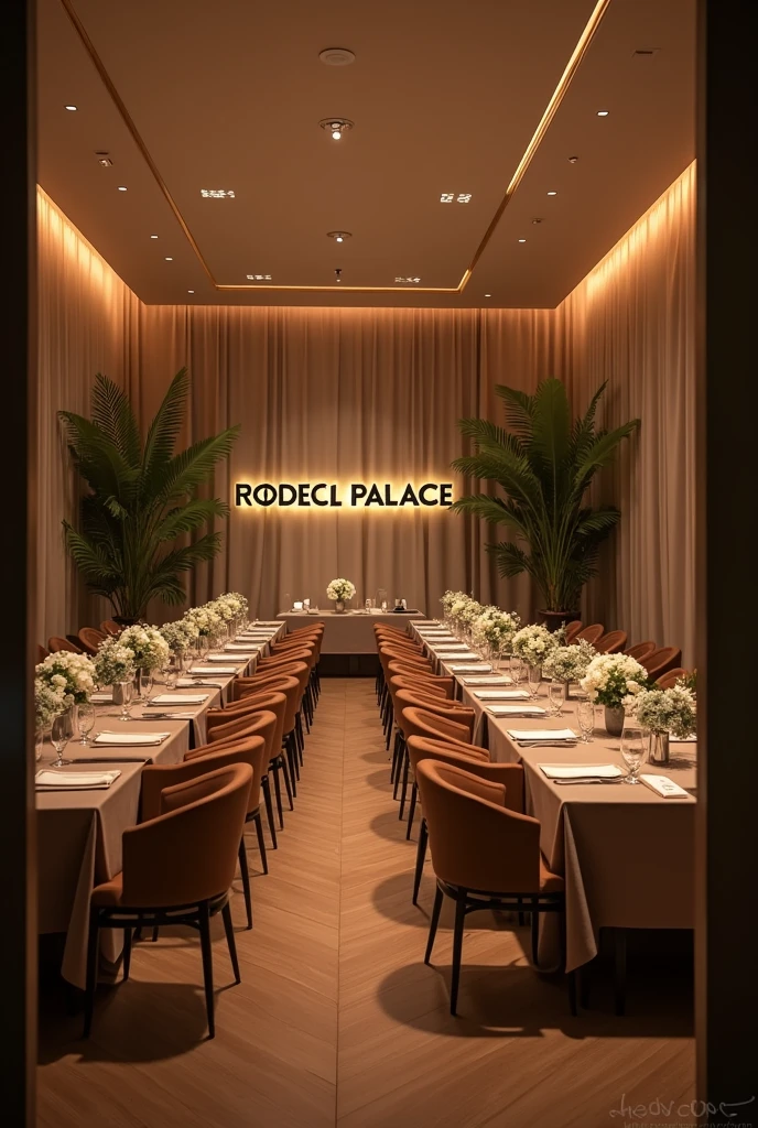 An image advertising a company that does social events And put as important data that the company is called Rossell Palace, They are in the Benito Juárez mayor's office and the contact is Fher Celis 5573835611