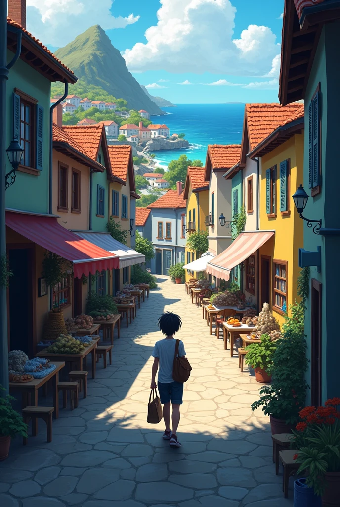 In this section, the protagonist may explore the small town on the island.. This space, with its narrow streets and colorful houses, It could be full of details that contrast with the solitude of the cemetery and the intimacy of the hotel.. The village could symbolize the daily life that continues despite the personal sadness of the protagonist., showing the interaction between private space and public space.