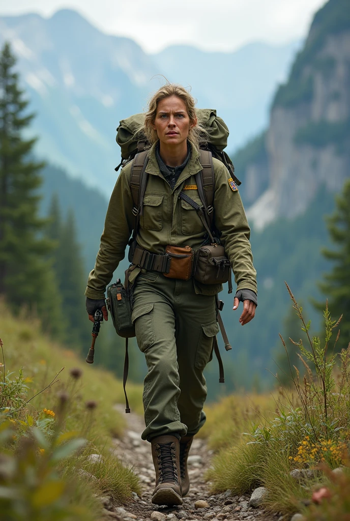 Female Ranger with backpack realistic 