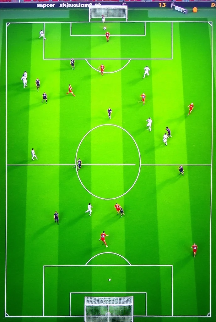 Generate a drawing of the soccer field and place its dimensions and positions of the players.​​​​​​​​​​​​​​​​