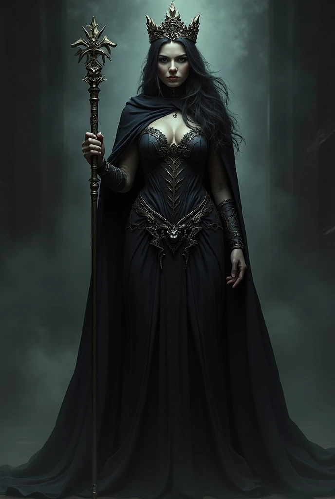 the darkest female princess whit a zepter realistic