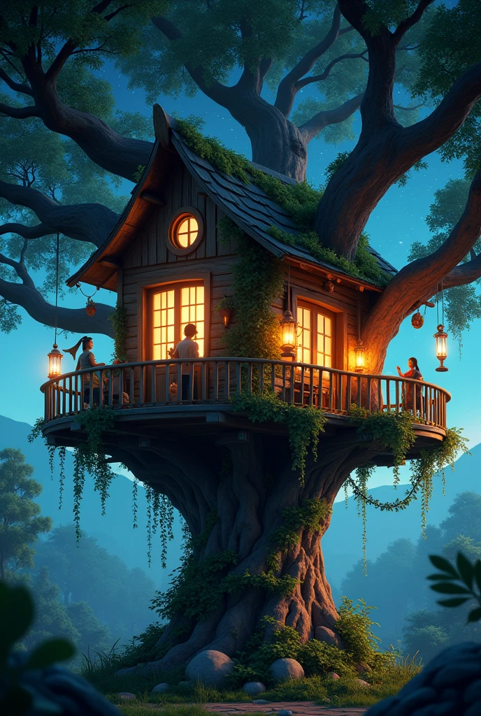 tree house with at night