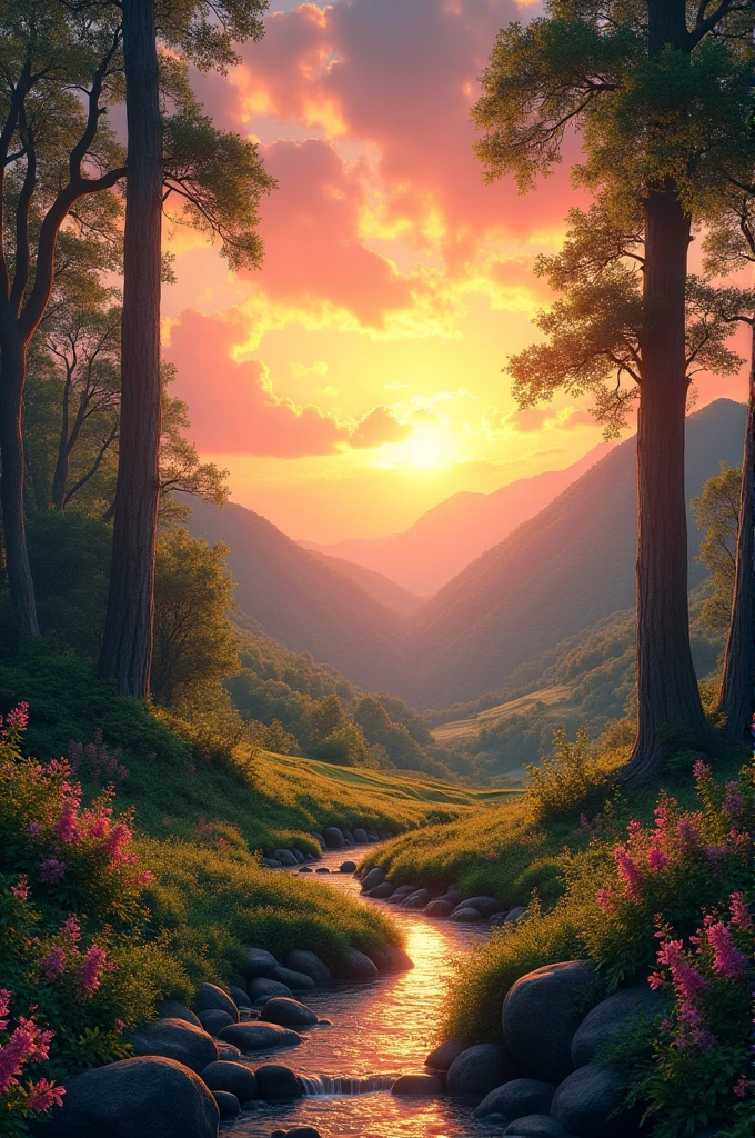 An image with nature and sunset