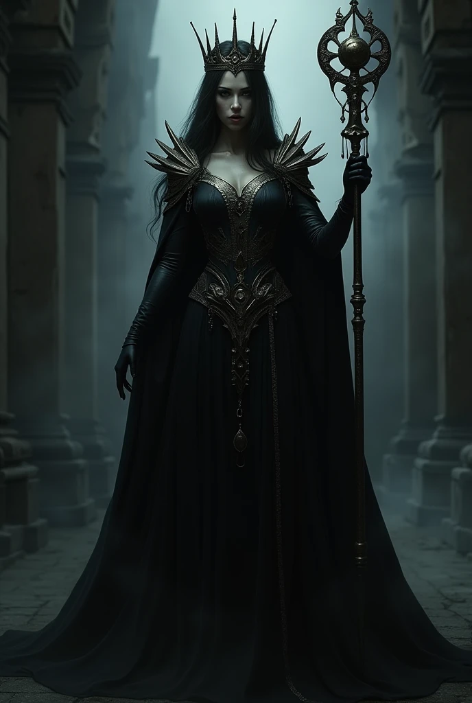 the darkest female princess whit a zepter realistic