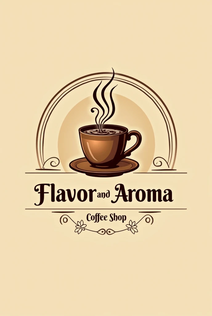 Coffee shop logo with the name flavor and aroma