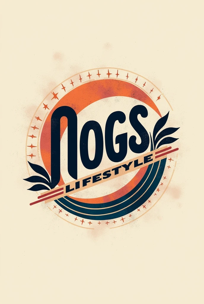 a close up of a sign that says Nogs Lifestyle, arte conceitual por Nick Fudge, trends on ArtStation, neogeo, nagas, next generation, logos, Logotipo redondo, no fog, moog, logo, logo, logo art, Noah Bradley. sharp focus, negao, Low resolution, no ears, illustrated logo, 500px 500px