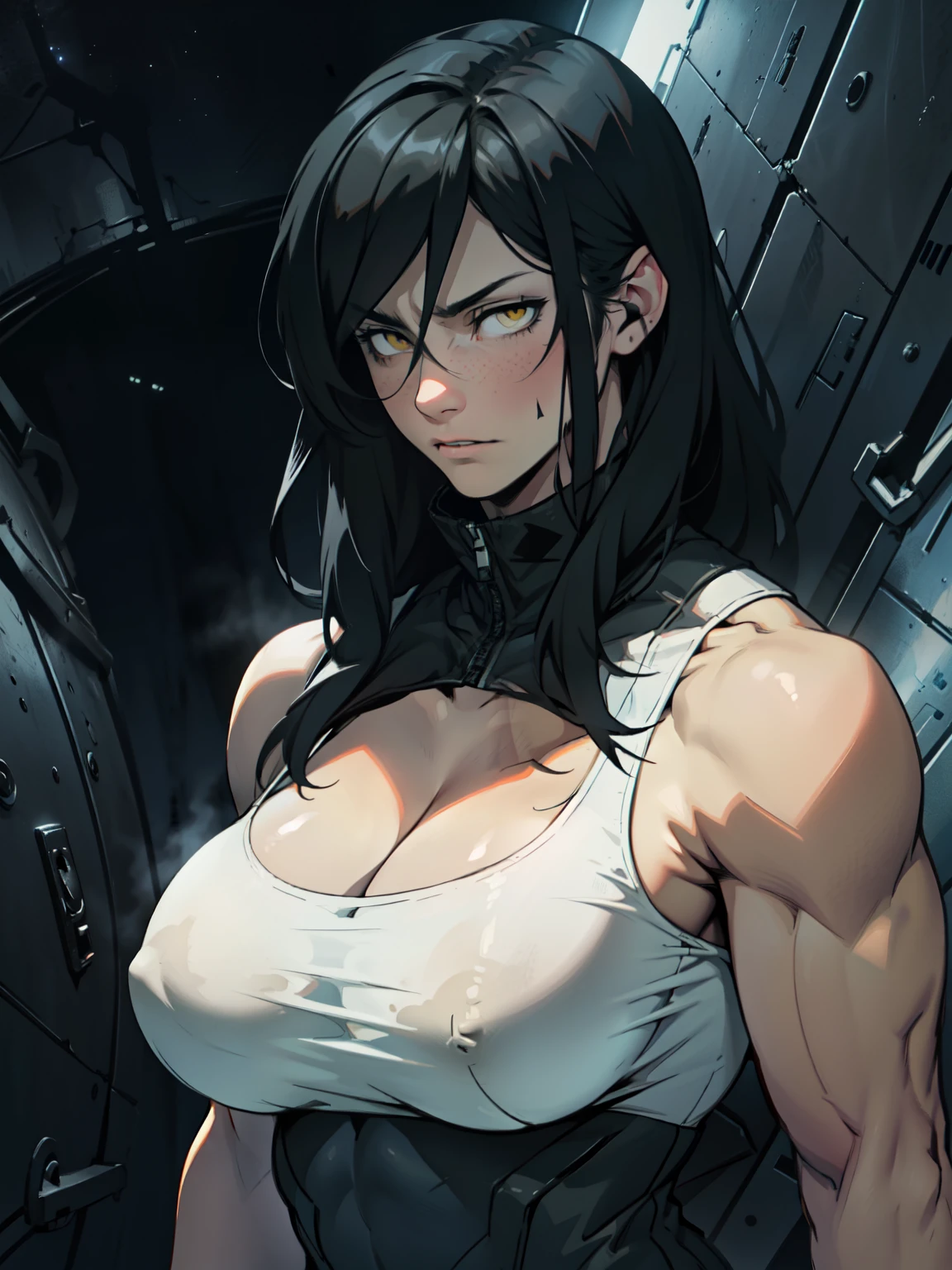 tired black hair yellow eyes pale skin muscular girl toned body large breasts embarrassed huge muscles tired tired dark atmosphere dark atmosphere dark atmosphere dark atmosphere dark atmosphere dark atmosphere dark atmosphere dark atmosphere dark atmosphere dark atmosphere dark atmosphere dark atmosphere