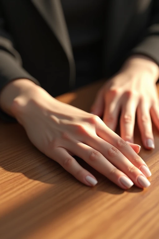 Beautiful hands、nail、Place your hands on the desk