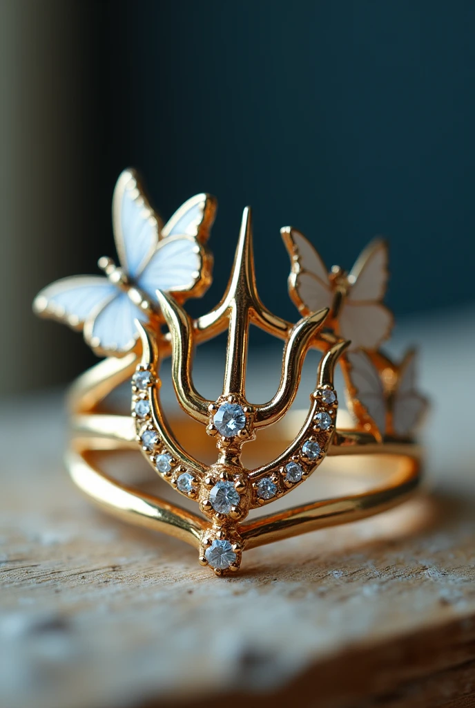 I want you to design a delicate psychology graduation ring Put the psychology trident and butterflies