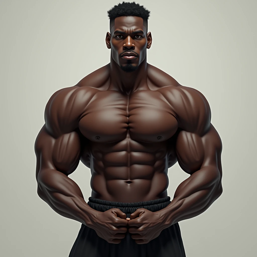 Young ebony, muscular, emancipated man