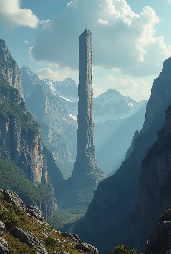 column at the end of the world, looking like a giant finger on the mountain