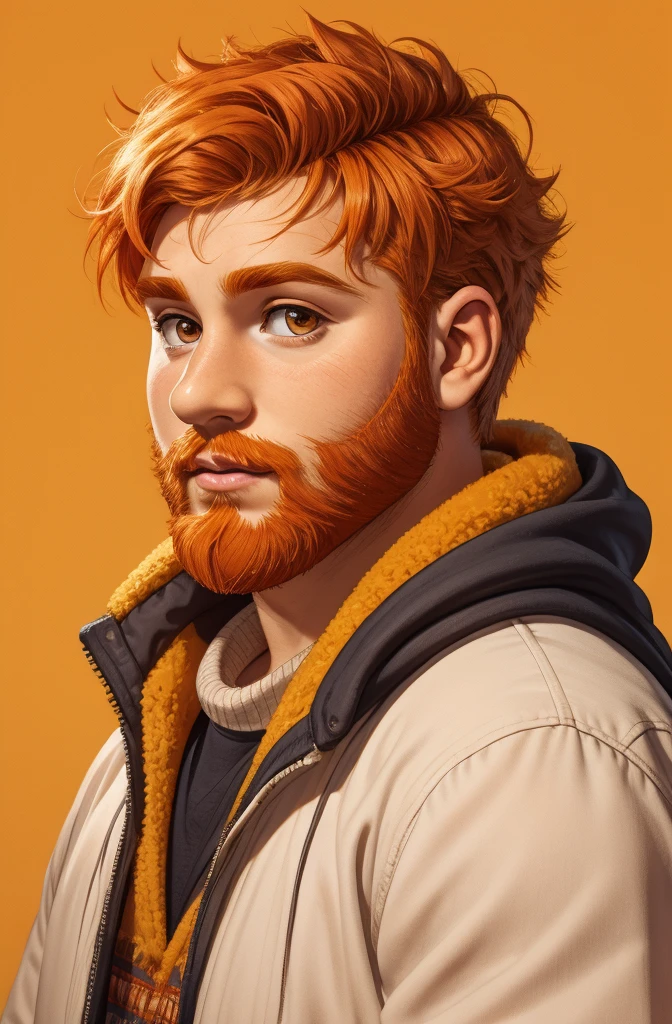(1man), ginger hair,plain background,