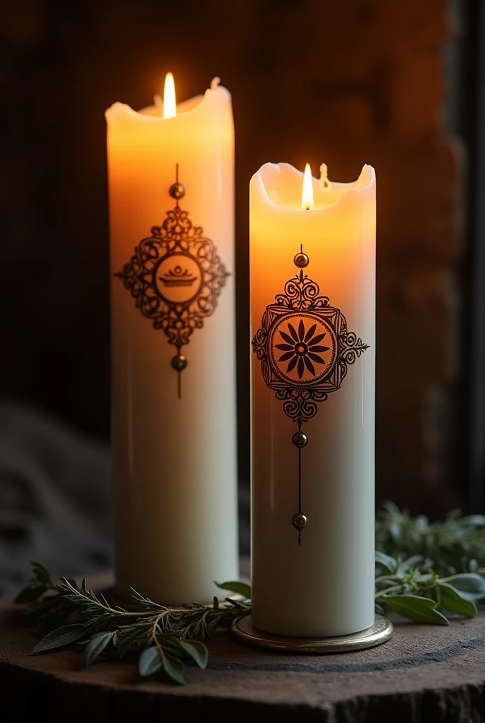 Candles with arenarosaecu logo
