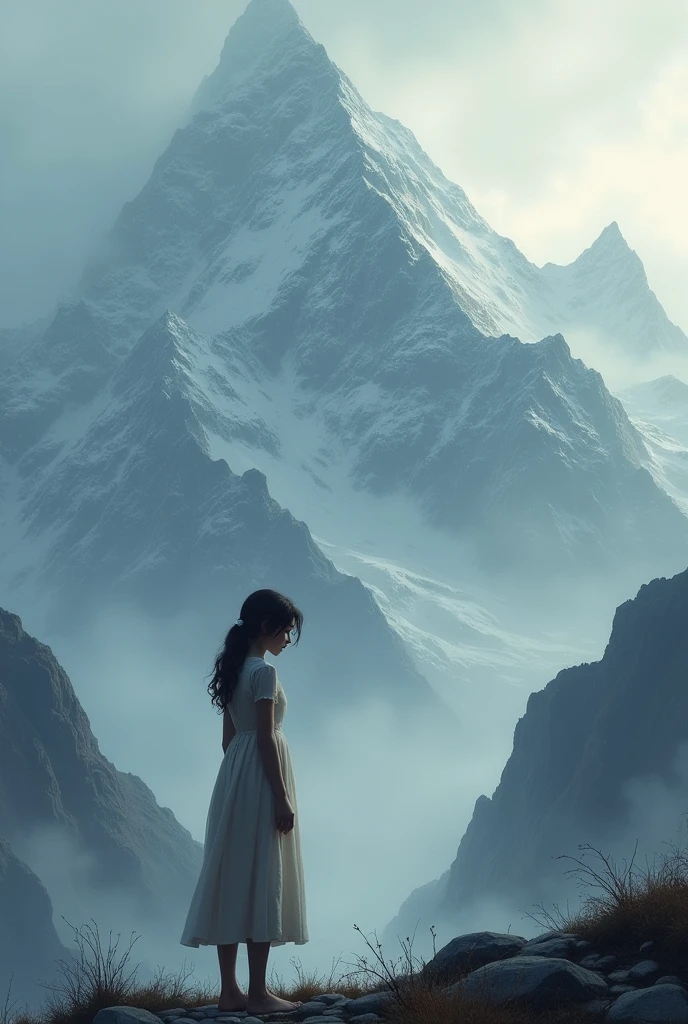 Sad girl on the mountain