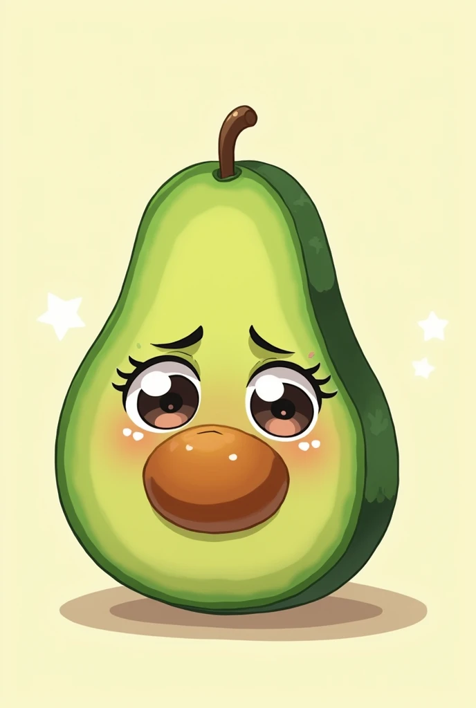 Avocado with sad kawaii eyes