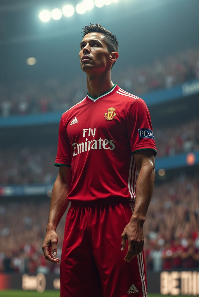 Ronaldo au Match** :
"Cristiano Ronaldo attendant un coup de pied de coin, avec un regard déterminé sur son visage. Les supporters chantent en arrière-plan, créant une ambiance de tension avant le jeu. Mots clés : Cristiano Ronaldo, coup de pied de coin, déterminé, supporters, tension."
