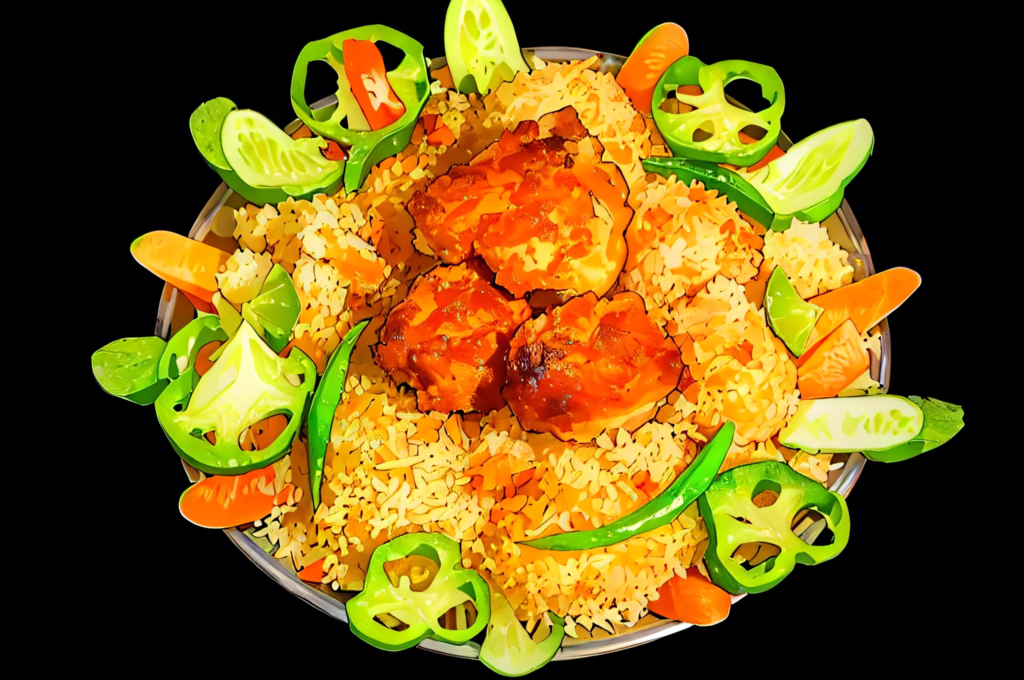 there is a plate of food with chicken and vegetables on it, chicken, 3 4 5 3 1, persian, yummy, 3274589695, bird view, high quality food photography, bird eye view, ƒ/5.6, 33861569