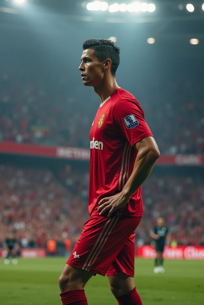 Ronaldo au Match** :
"Cristiano Ronaldo attendant un coup de pied de coin, avec un regard déterminé sur son visage. Les supporters chantent en arrière-plan, créant une ambiance de tension avant le jeu. Mots clés : Cristiano Ronaldo, coup de pied de coin, déterminé, supporters, tension."