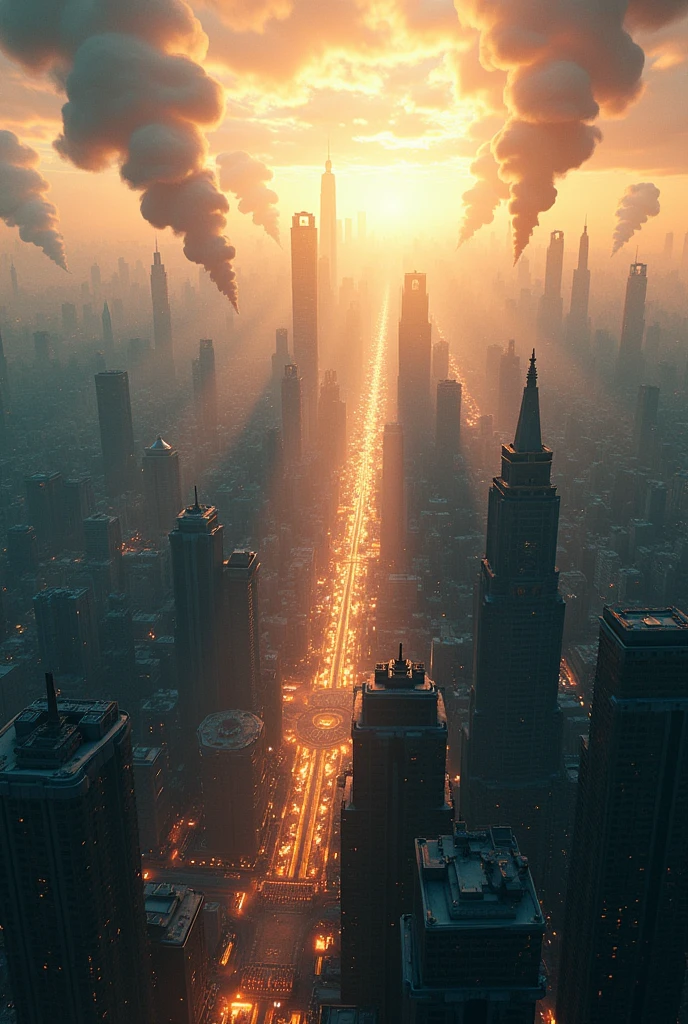 A sweeping 3D animation unfolds, showing cities and nations in turmoil, with a cinematic feel that plunges the viewer into chaos. The animation features high-quality rendering and realistic textures, capturing the details of the cityscape. The scene seamlessly transitions from busy cityscapes to tranquil countryside, highlighting the stark contrast between order and disorder. The cinematic style adds a sense of drama and urgency, inviting the audience to delve deeper into the narrative.