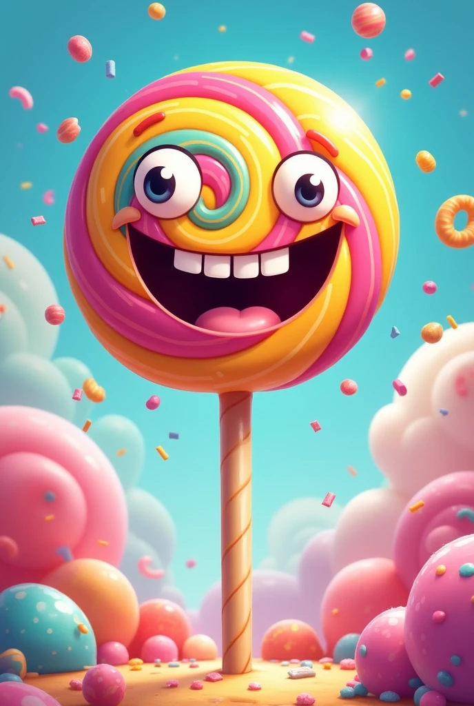 A very happy cartoony lollipop colourful