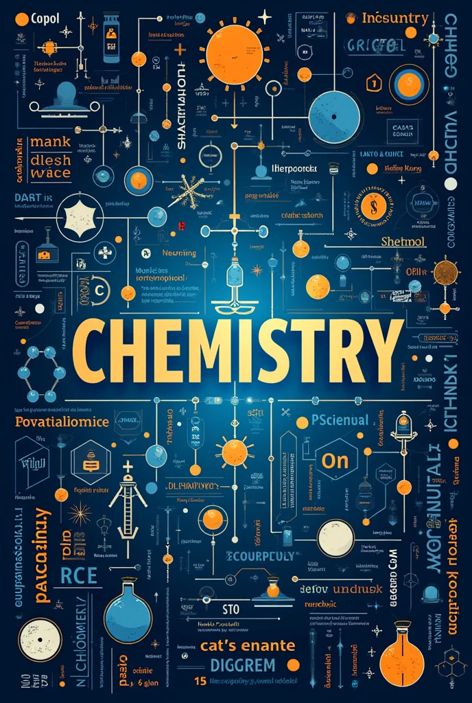 Create a chemistry cover sheet that is full of references and with the chemistry title in the center