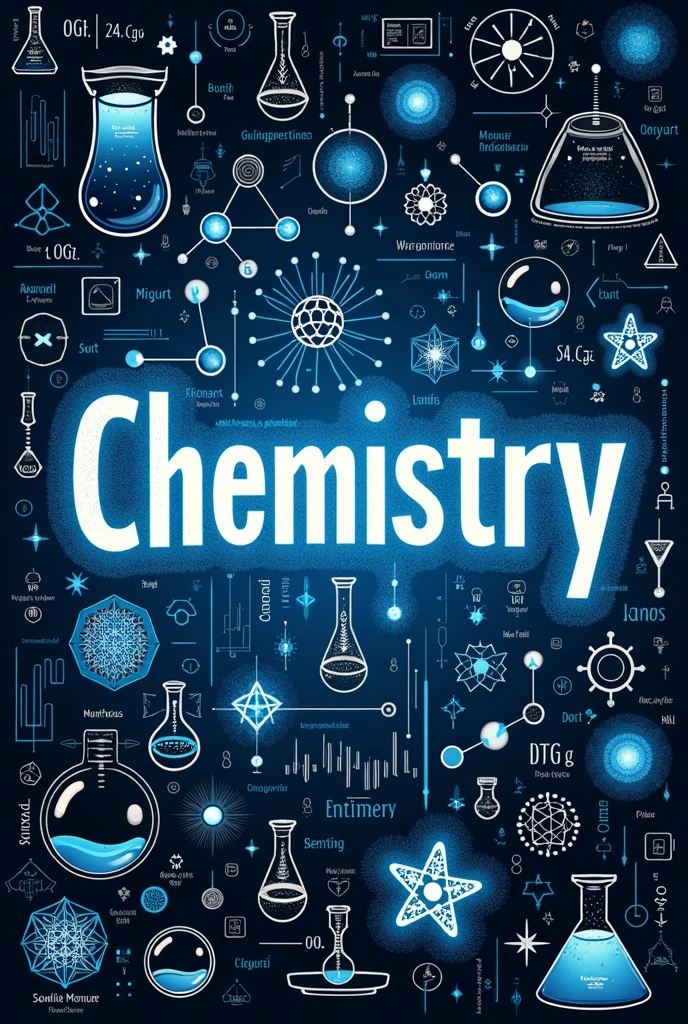 Create a chemistry cover sheet that is full of references and with the chemistry title in the center