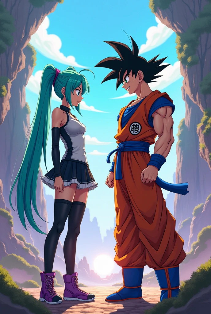 Hatsune Miku junto a goku