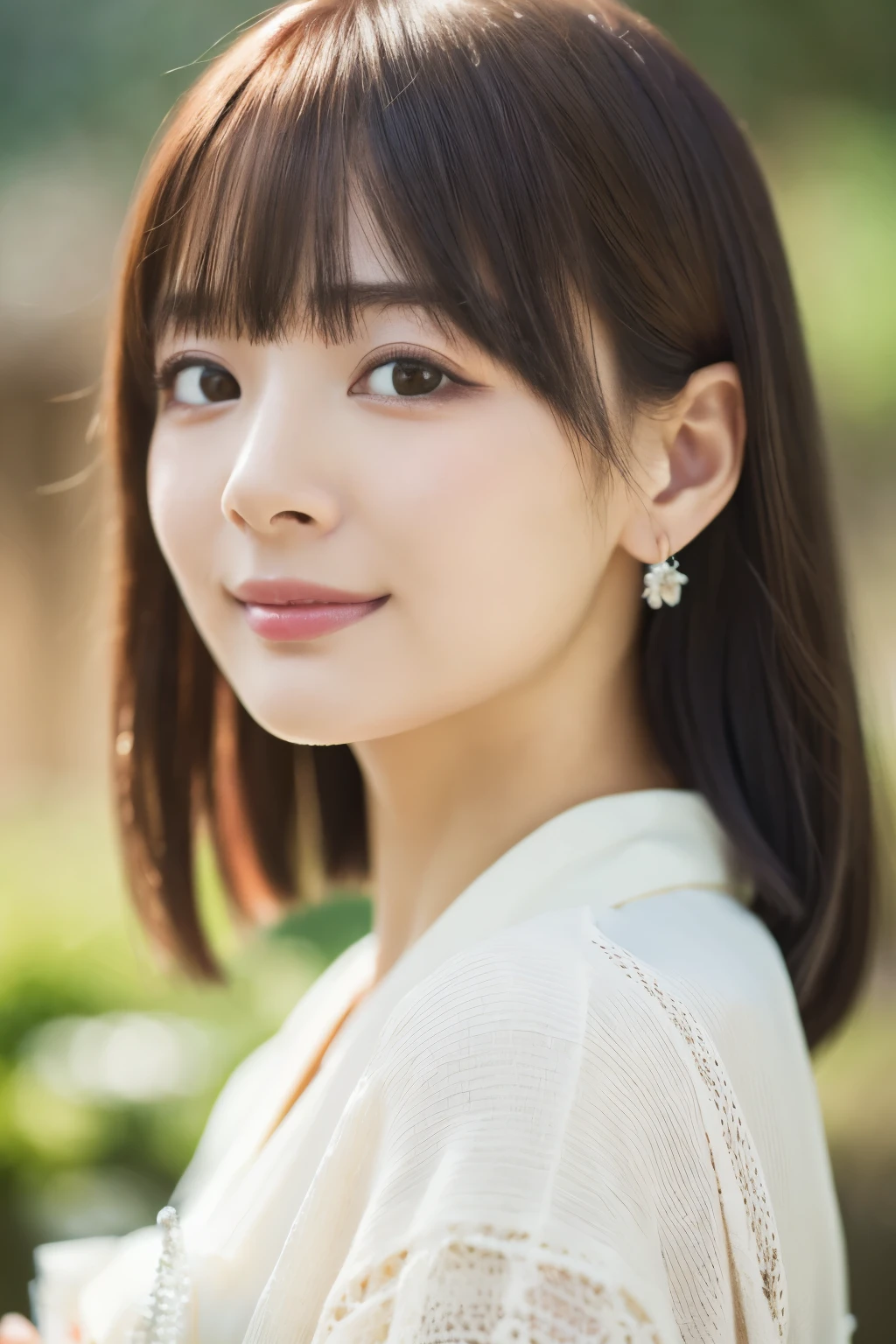(best quality,highres,ultra-detailed),((portrait )),1beautiful Japanese lady,beautiful detailed eyes,beautiful detailed lips,extremely detailed face,longeyelashes,soft smile,flowing hair,natural lighting, wearling japanese elegant Kimono,