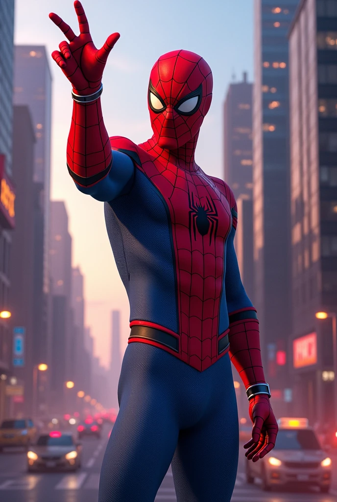 Spiderman making hand gesture