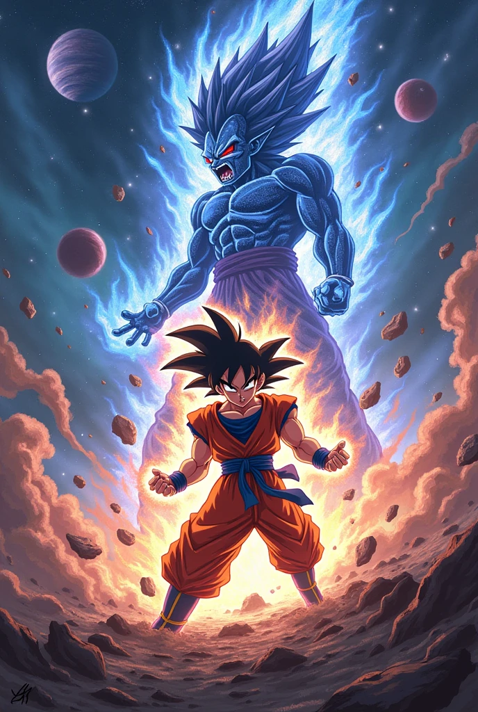 Goku fighting with God