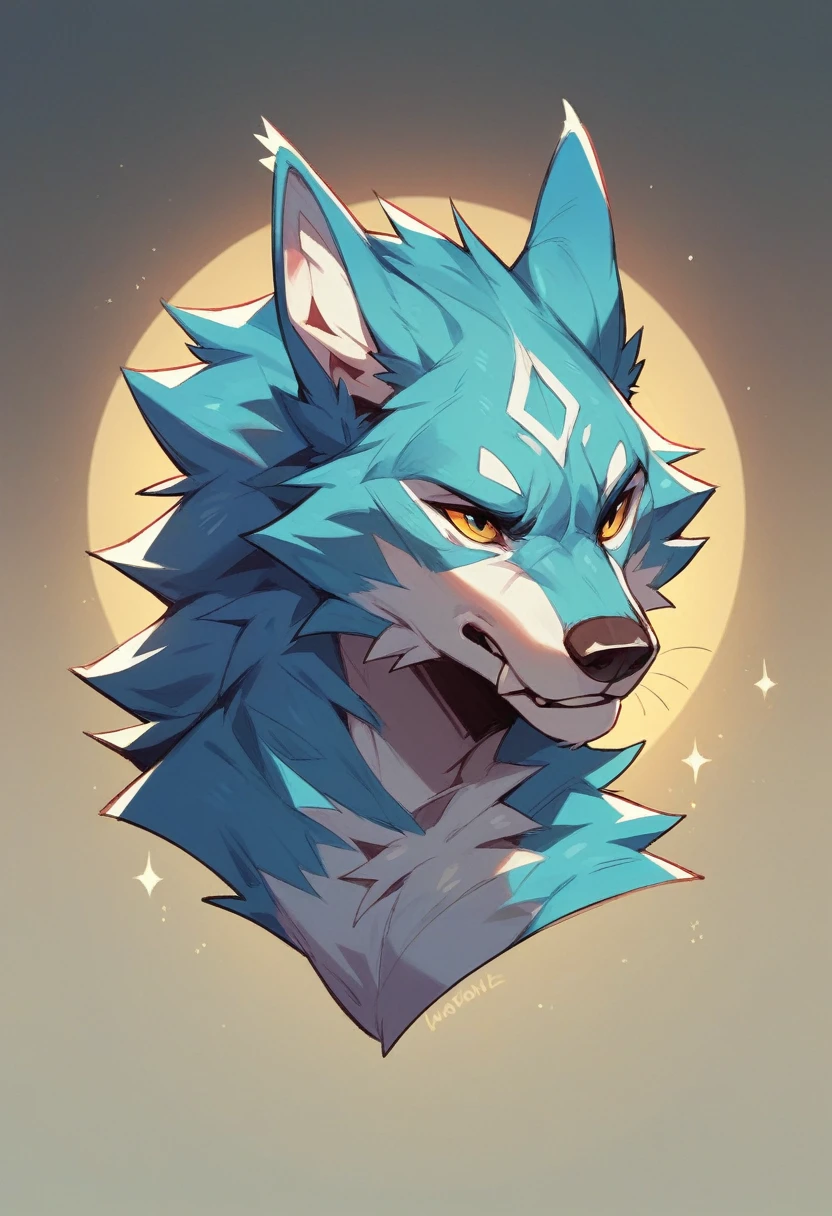 a quadrupedal alien wolf with blue fur with a big dick