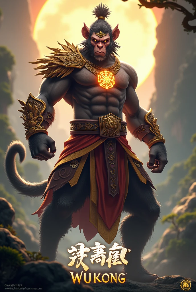 Black myth wukong the monkey king with the logo from the game