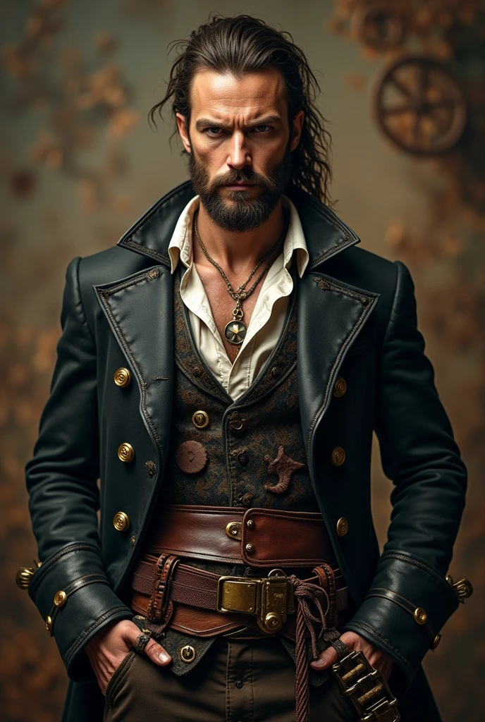 Steampunk style DND beautiful pirate man
