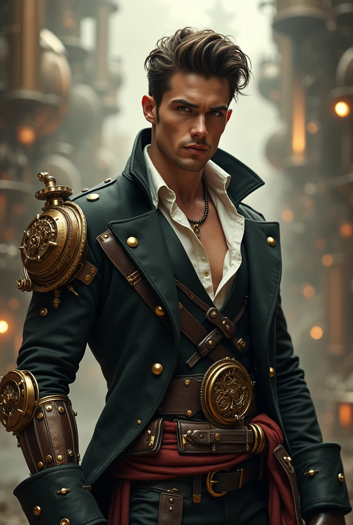 Steampunk style DND beautiful pirate young man