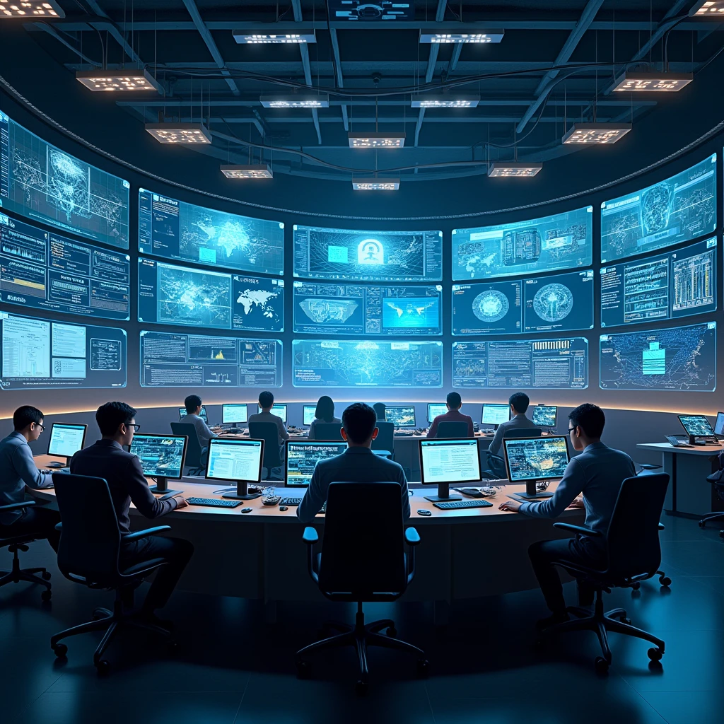 Create a picture of a security operations and security incident response center