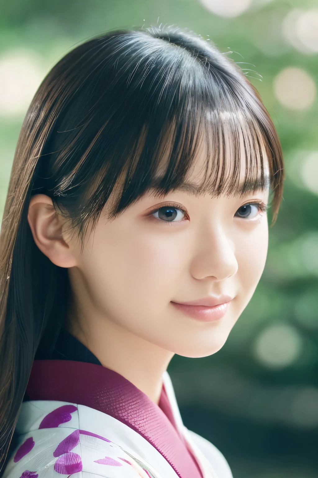 (best quality,highres,ultra-detailed),((portrait )),1beautiful Japanese lady,beautiful detailed eyes,beautiful detailed lips,extremely detailed face,longeyelashes,soft smile,flowing hair,natural lighting, wearling japanese elegant Kimono,