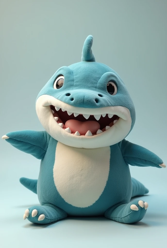 Shark plush dressed as a crocodile