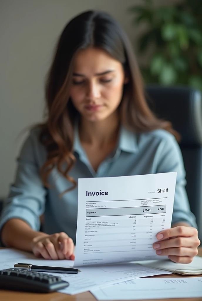 A photo with an invoice in hand